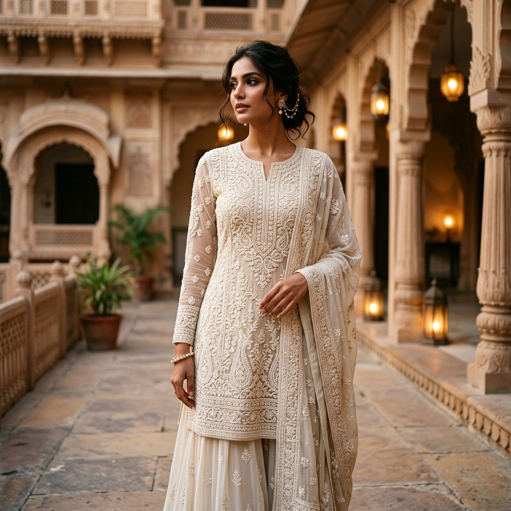 Women Chikan Wear - Premium Lucknowi Hand Embroidered Collection