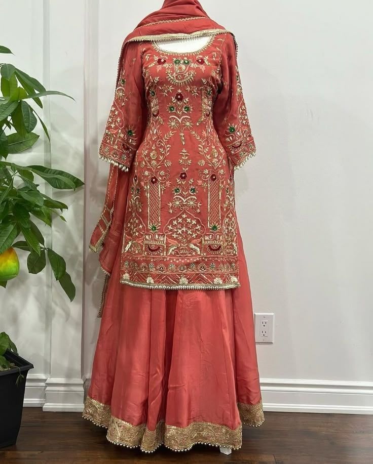 Instagram - Peach Embroidered Suit