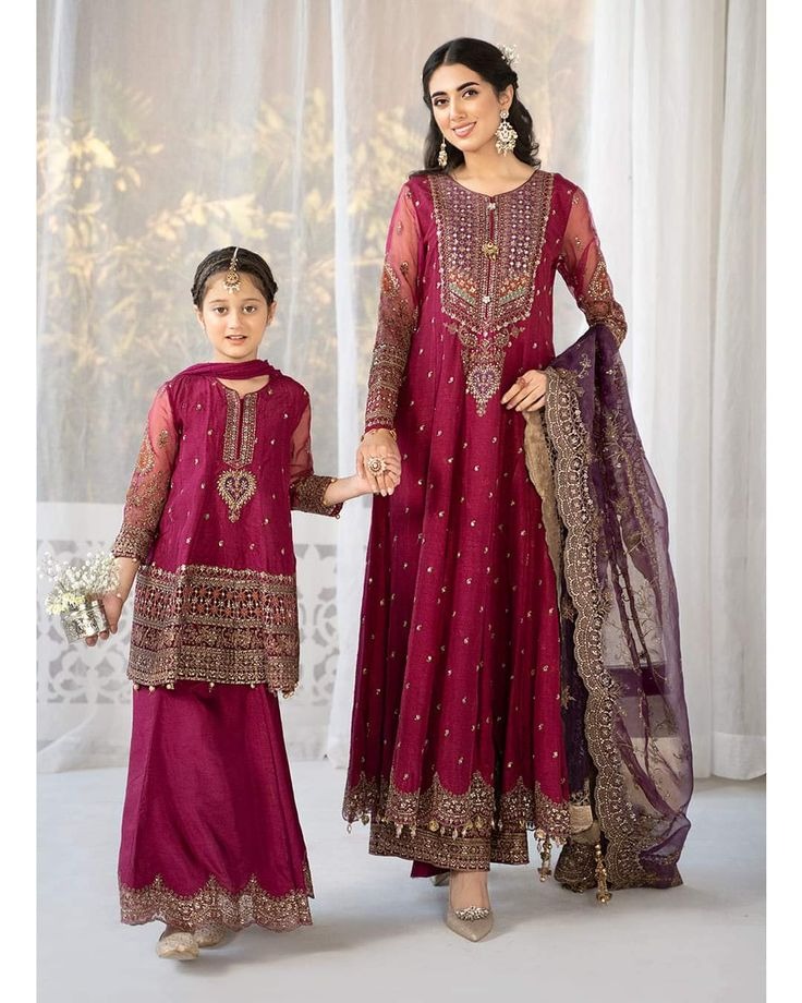 Instagram - Mother and Daughter Matching Magenta Suits